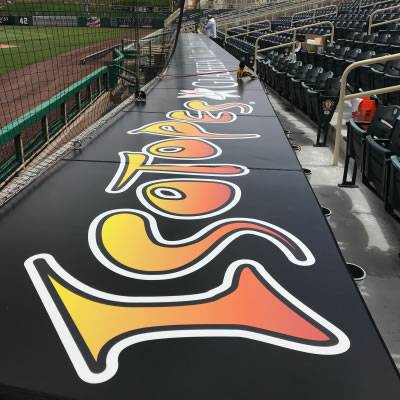 Abq Isotopes Adhesive Vinyl Dugout Graphics featured in the Abq Journal