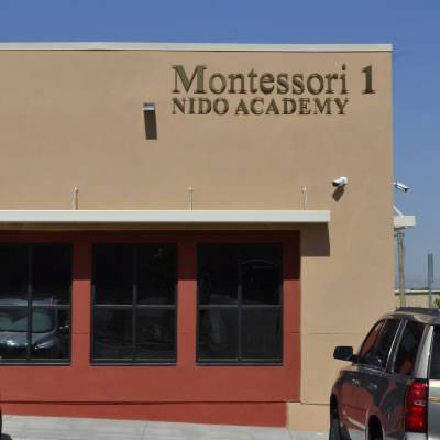 Montessori 1 NIDO Academy Cast Aluminum Lettering Install