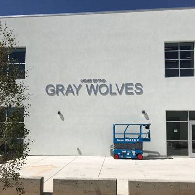 Aspen School Cast Aluminum Lettering Install, Santa Fe, NM