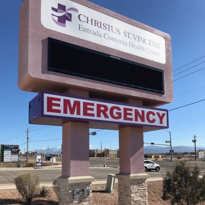 Christus Saint Vincent Hospital 14'w Backlit Lexan EMERGENCY Monument Sign Inserts, Santa Fe, NM
